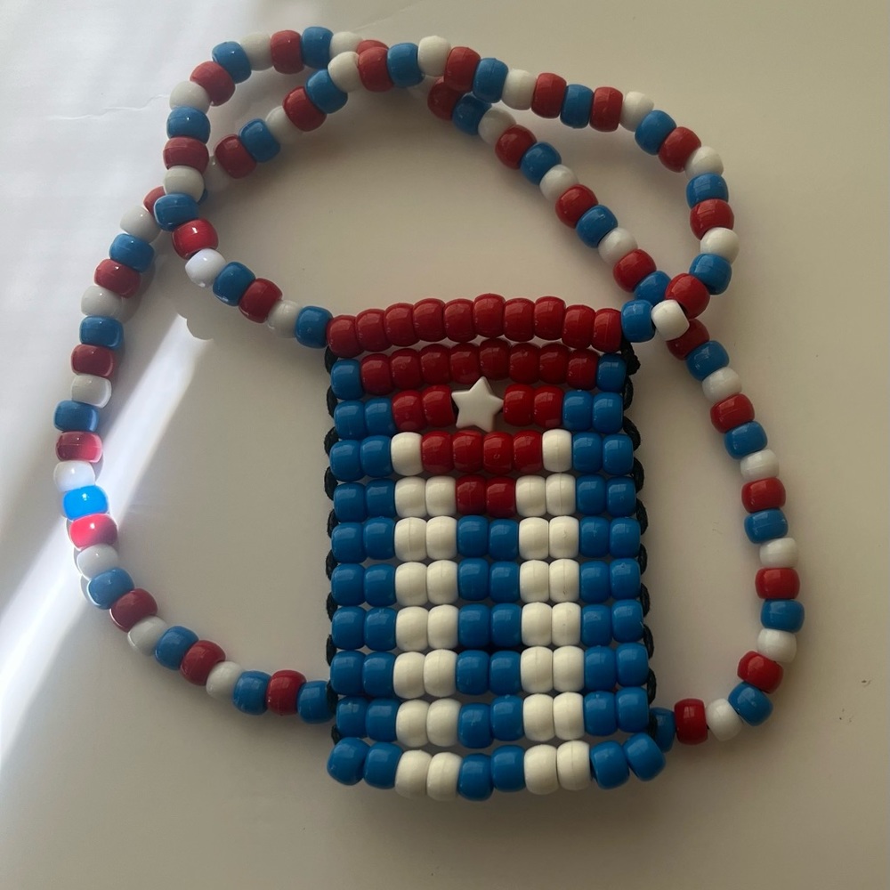 COPY - Cuba flag necklace beaded beads